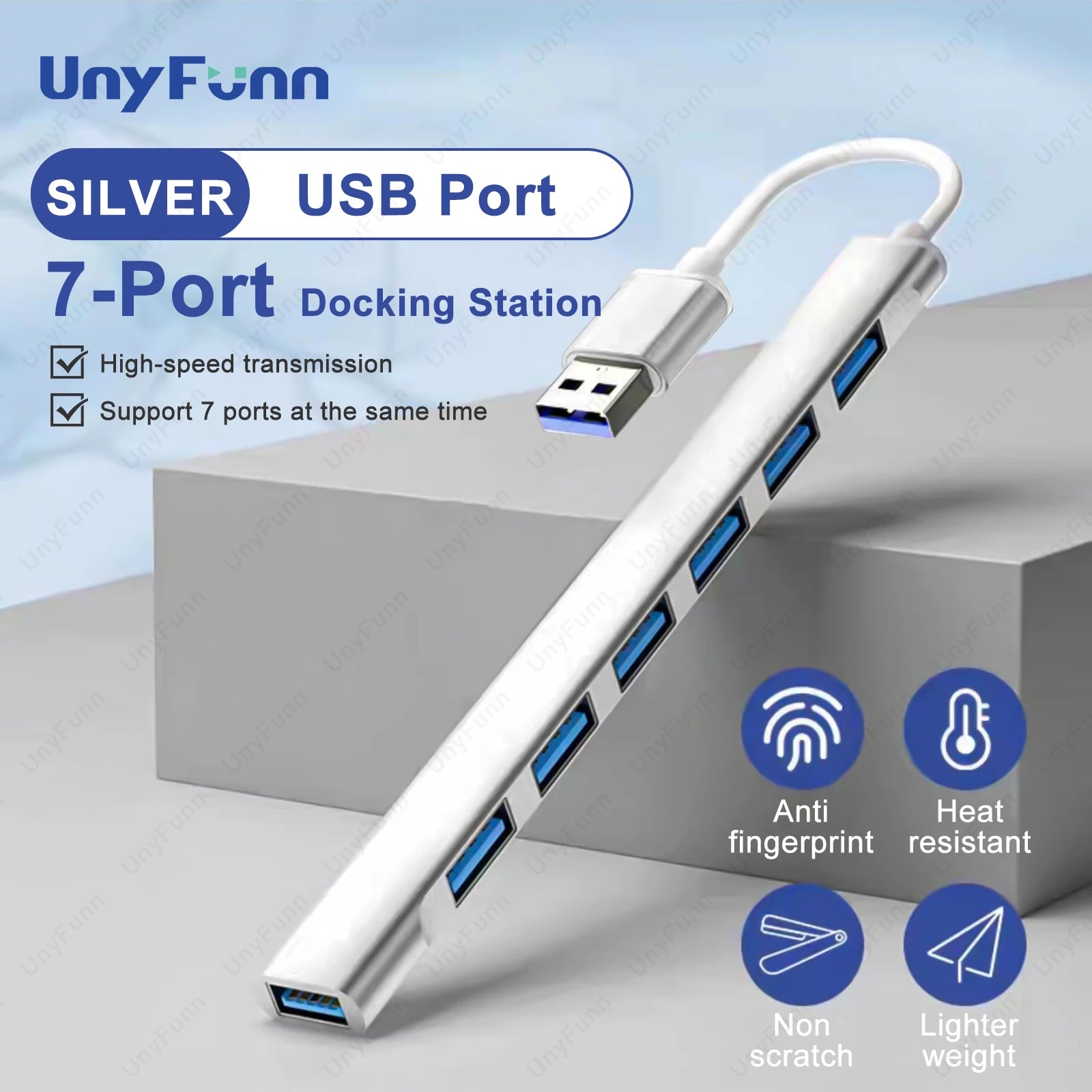 Hub USB-C 7 en 1 para MacBook y Laptop — Puertos USB 3.0 y OTG
