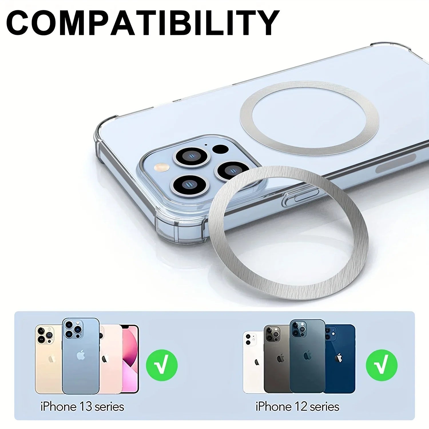 Anillos Magnéticos MagSafe – 10 Piezas Compatibles con Cargador Inalámbrico iPhone Samsung Xiaomi