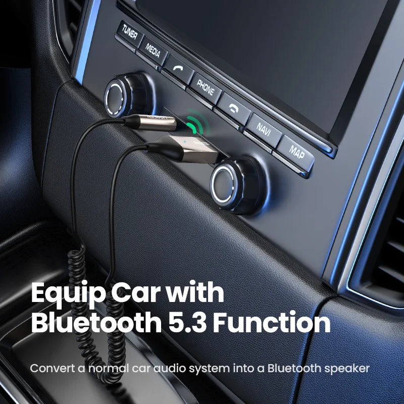 Receptor Bluetooth 5.3 para Auto AUX 3.5mm Manos Libres