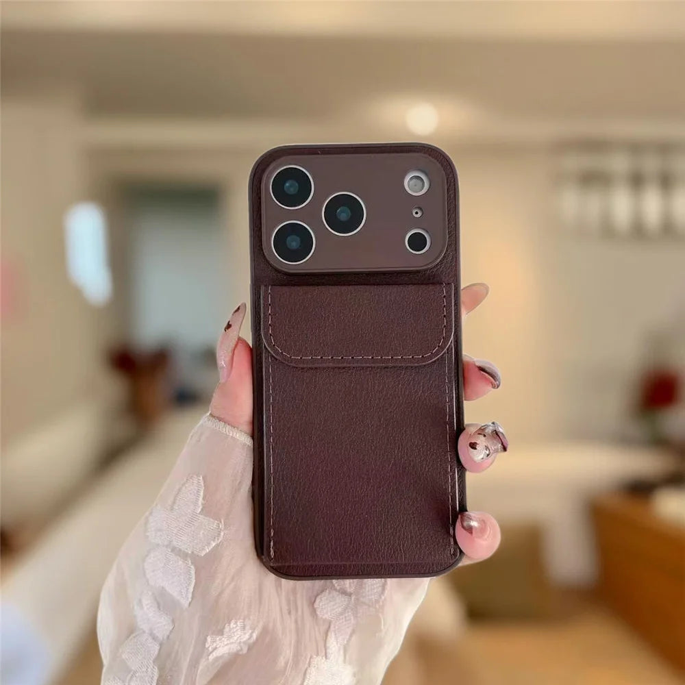 Funda Cartera con Porta Tarjetas para iPhone — Cuero Tipo Lujo