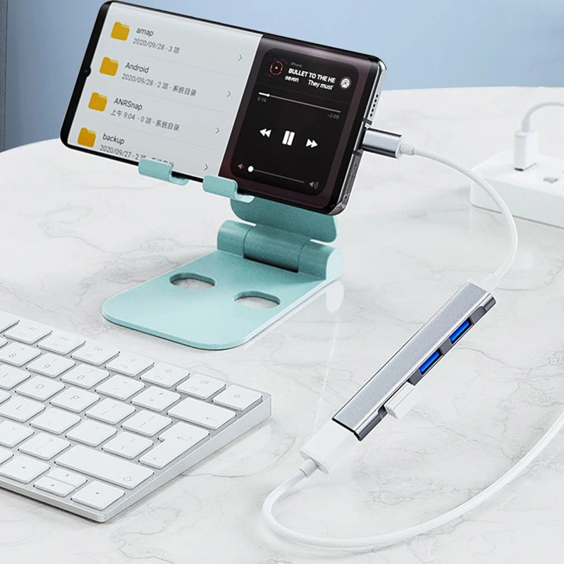 Hub USB-C 7 en 1 para MacBook y Laptop — Puertos USB 3.0 y OTG