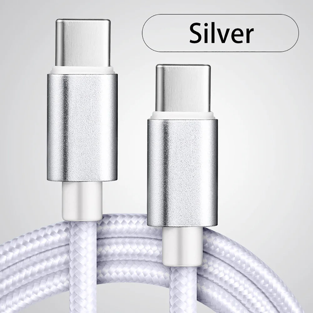 Cable USB-C a USB-C 66W 5A Carga Rápida — Nylon Trenzado 1m, 2m, 3m