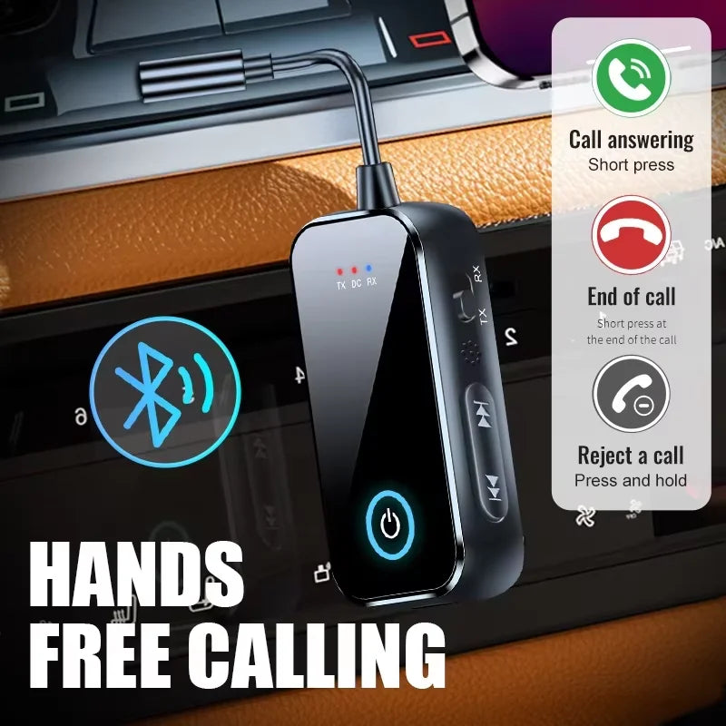 Adaptador Bluetooth 6.0 AUX 2 en 1 Transmisor y Receptor para Auto y TV