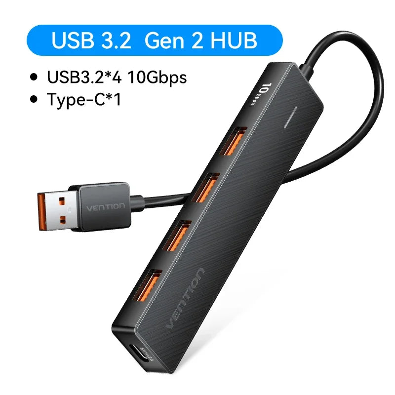 Hub USB Vention 5 Puertos 10Gbps — USB 3.2 Gen2 para MacBook y Laptop