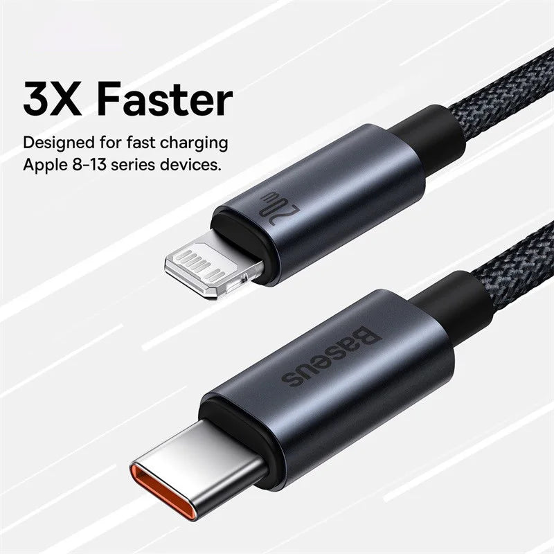 Cable Baseus USB Carga Rápida para iPhone — Type-C y Lightning
