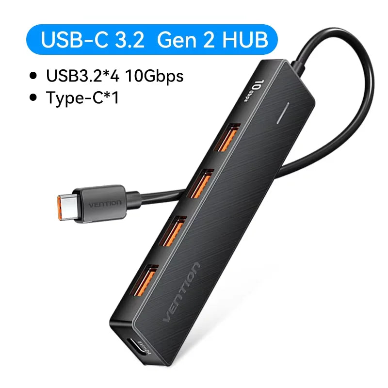 Hub USB Vention 5 Puertos 10Gbps — USB 3.2 Gen2 para MacBook y Laptop