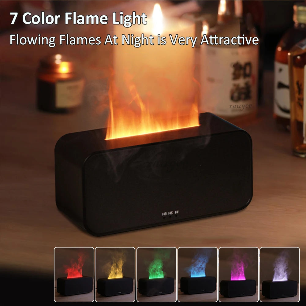 Humidificador Difusor de Aceites Esenciales – Efecto Llama, Fragancia Automática y Luz LED
