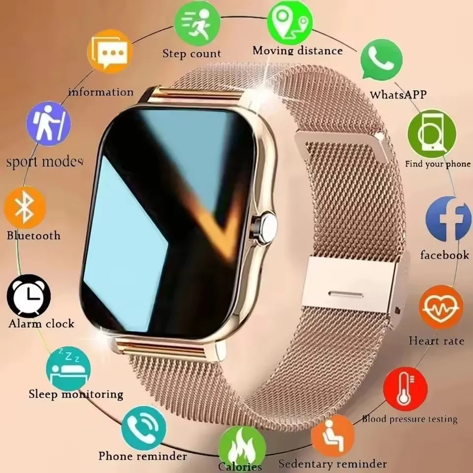 Smartwatch 1.44" – Llamadas Bluetooth, Monitor de Oxígeno y Presión Arterial para Hombre y Mujer