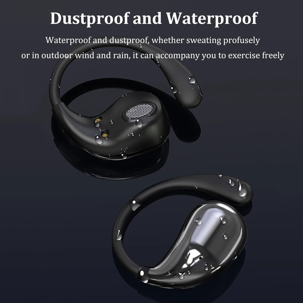 Audífonos Inalámbricos Bluetooth 5.4 con Pantalla LED y Gancho para Oreja