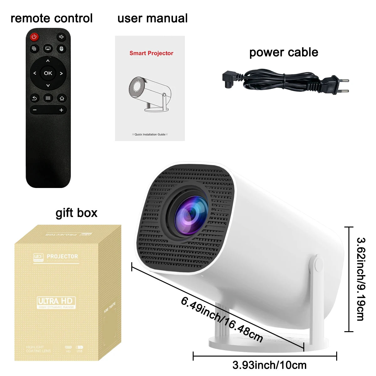 Mini Proyector 4K – WiFi, Bluetooth, Android, Portátil para Cine en Casa, Negocios y Gaming