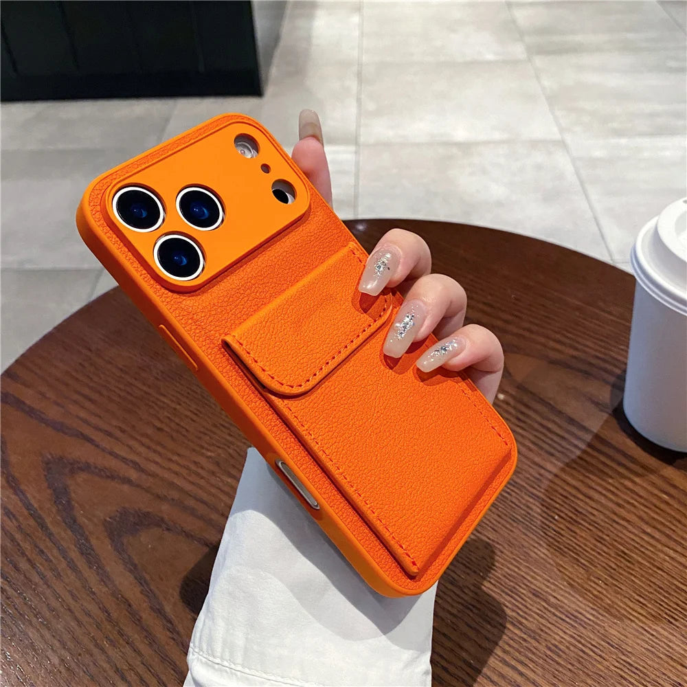 Funda Cartera con Porta Tarjetas para iPhone — Cuero Tipo Lujo