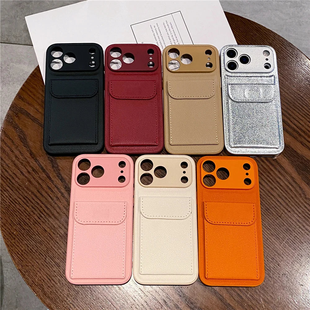 Funda Cartera con Porta Tarjetas para iPhone — Cuero Tipo Lujo
