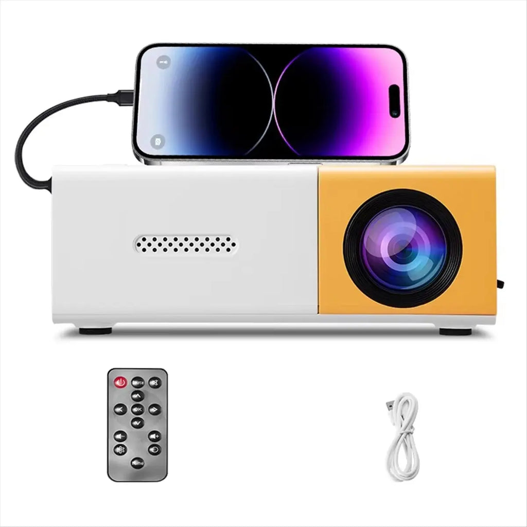 Mini Proyector Full HD 1080P – Portátil con Control Remoto, USB y Compatible con Smartphones
