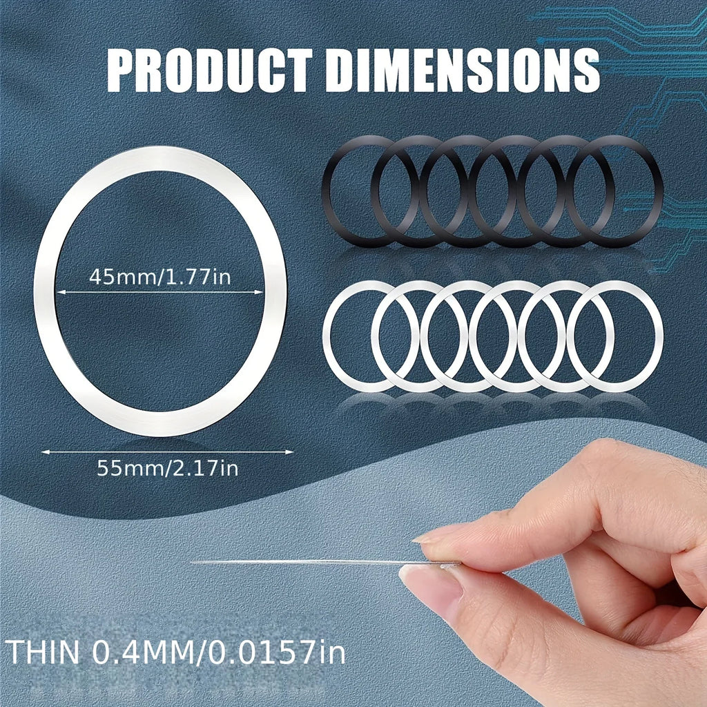 Anillos Magnéticos MagSafe – 10 Piezas Compatibles con Cargador Inalámbrico iPhone Samsung Xiaomi