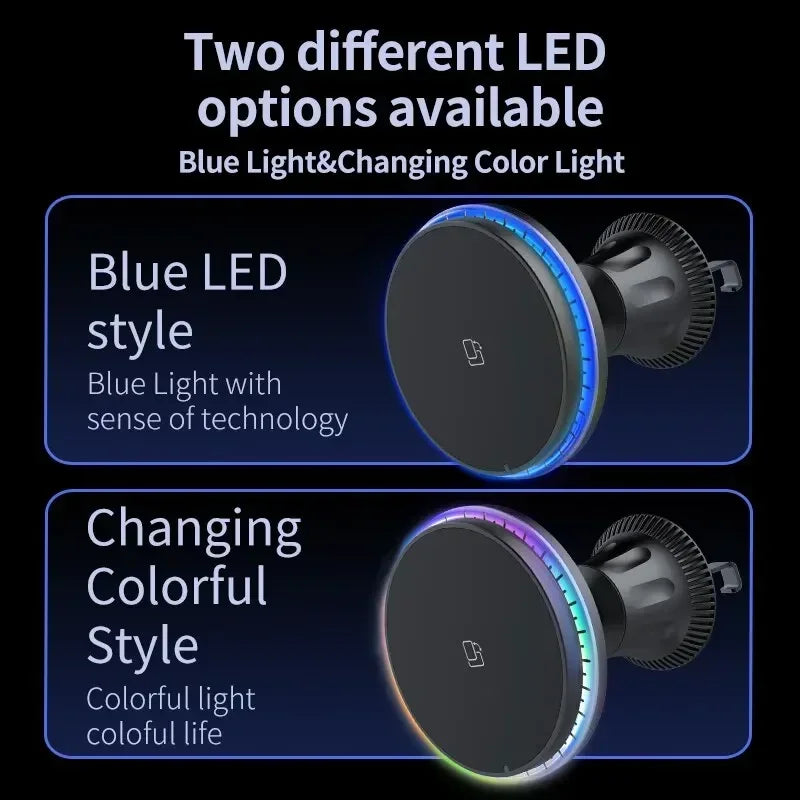 Soporte para Auto con Carga Inalámbrica RGB — MagSafe 15W