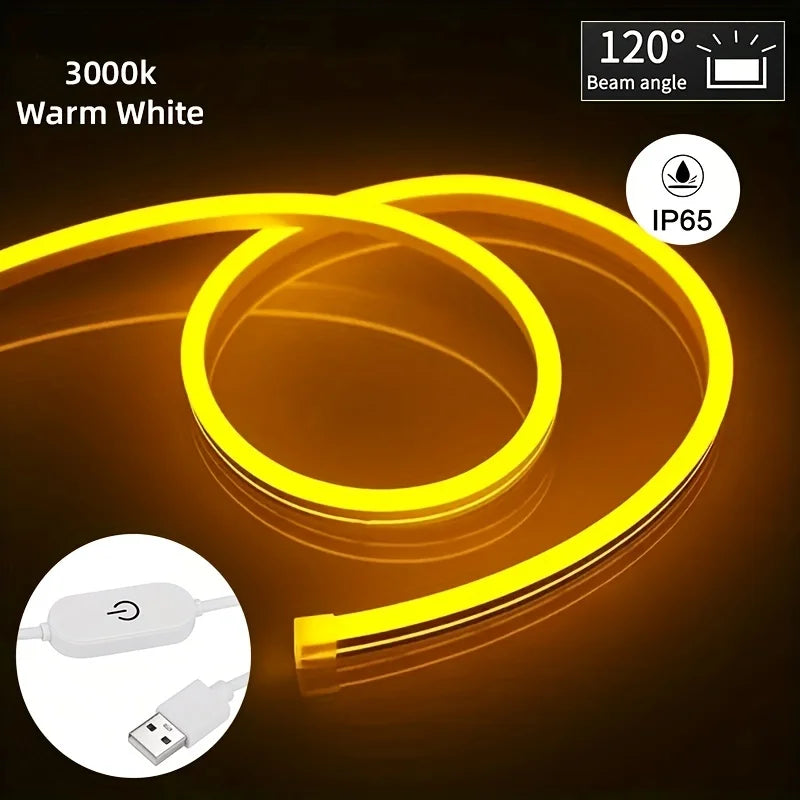 Tira LED Neón Inteligente – Sensor Táctil, Regulable, Impermeable para Decoración de Interiores