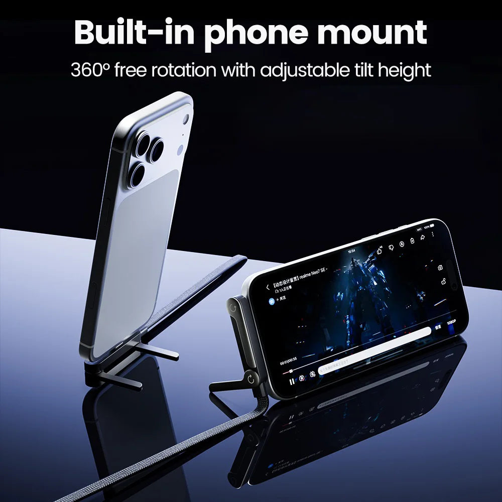 Cable USB-C 65W 2 en 1 con Soporte Plegable — Carga y Sostiene tu Teléfono