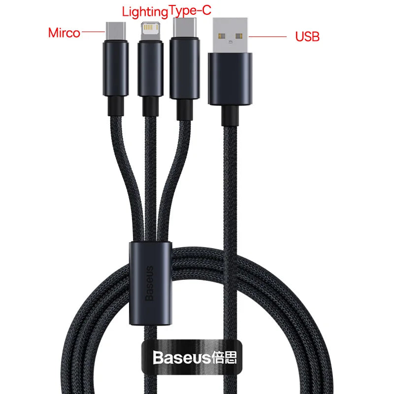 Cable Baseus USB Carga Rápida para iPhone — Type-C y Lightning