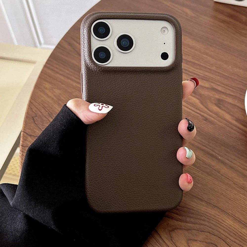 Funda de Cuero con Textura para iPhone — Protección TPU Suave