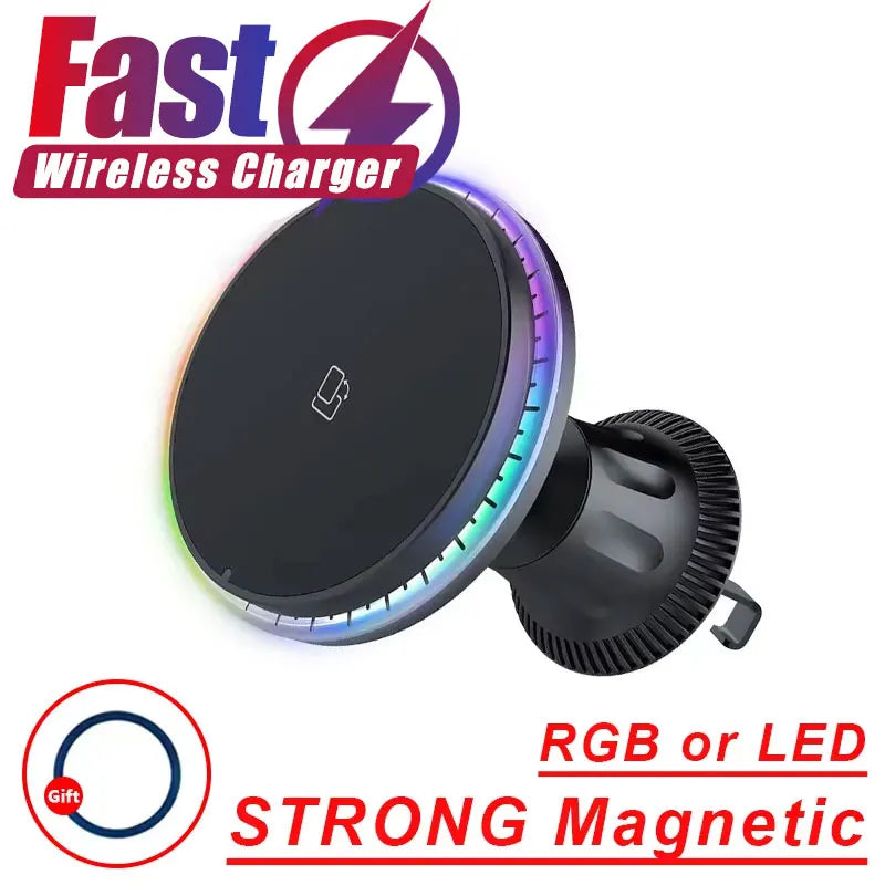 Soporte para Auto con Carga Inalámbrica RGB — MagSafe 15W