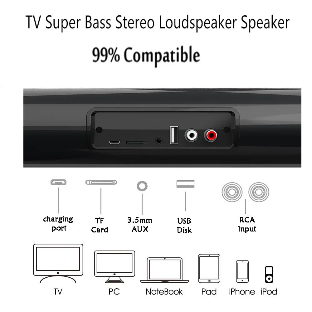 Soundbar Inalámbrico Bluetooth con Sonido Envolvente para TV y Proyector