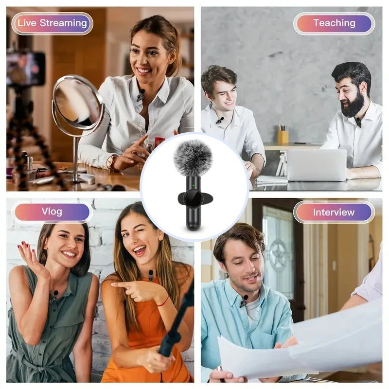Micrófono Lavalier Inalámbrico con Cubierta Antiruido para Celular