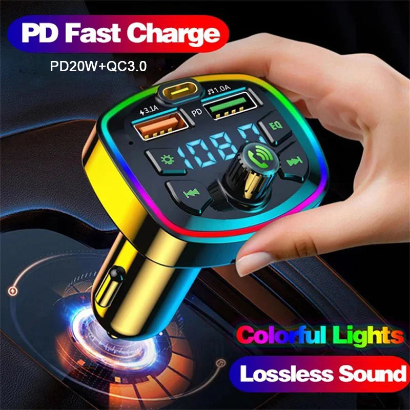 Transmisor FM Bluetooth 5.0 para Auto con Cargador USB Doble 2.1A