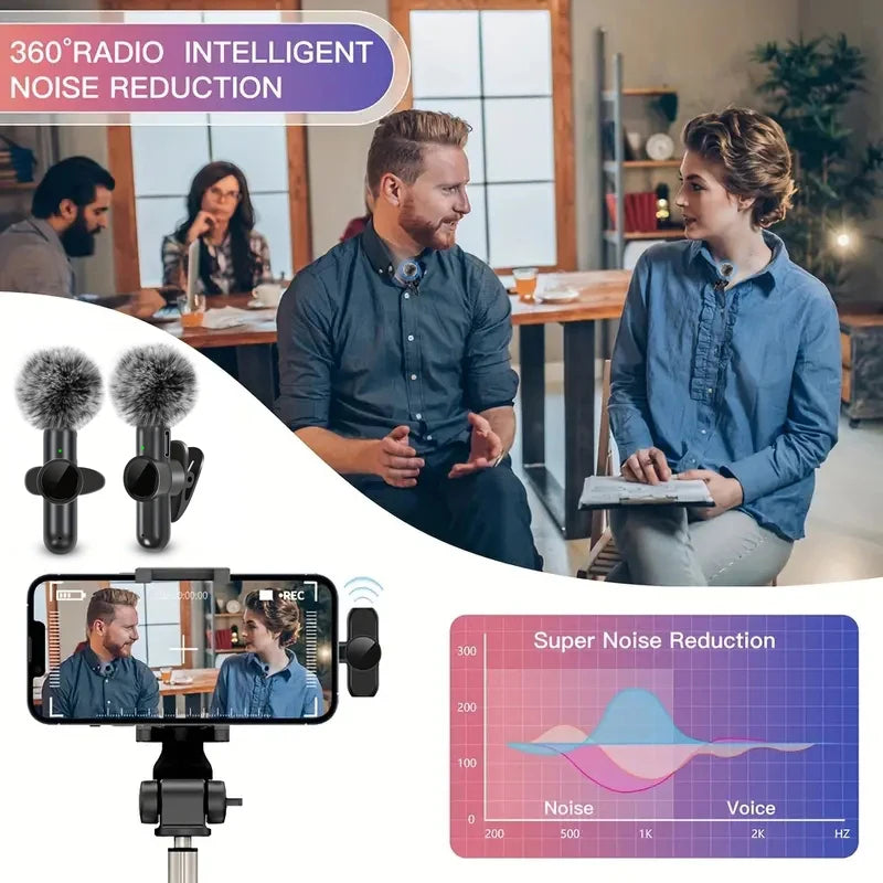 Micrófono Lavalier Inalámbrico con Cubierta Antiruido para Celular