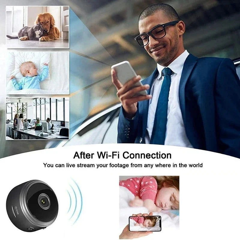 Mini Cámara WiFi A9 – Vigilancia Inalámbrica para Bebés, Mascotas y Hogar Inteligente