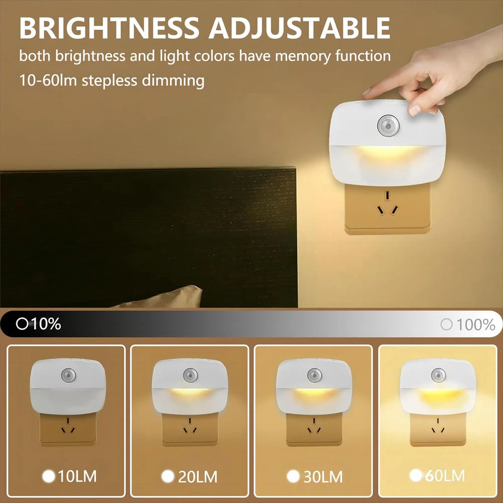 Luz Nocturna LED con Sensor de Movimiento – Enchufe EU 220V para Pasillo, Baño y Cocina