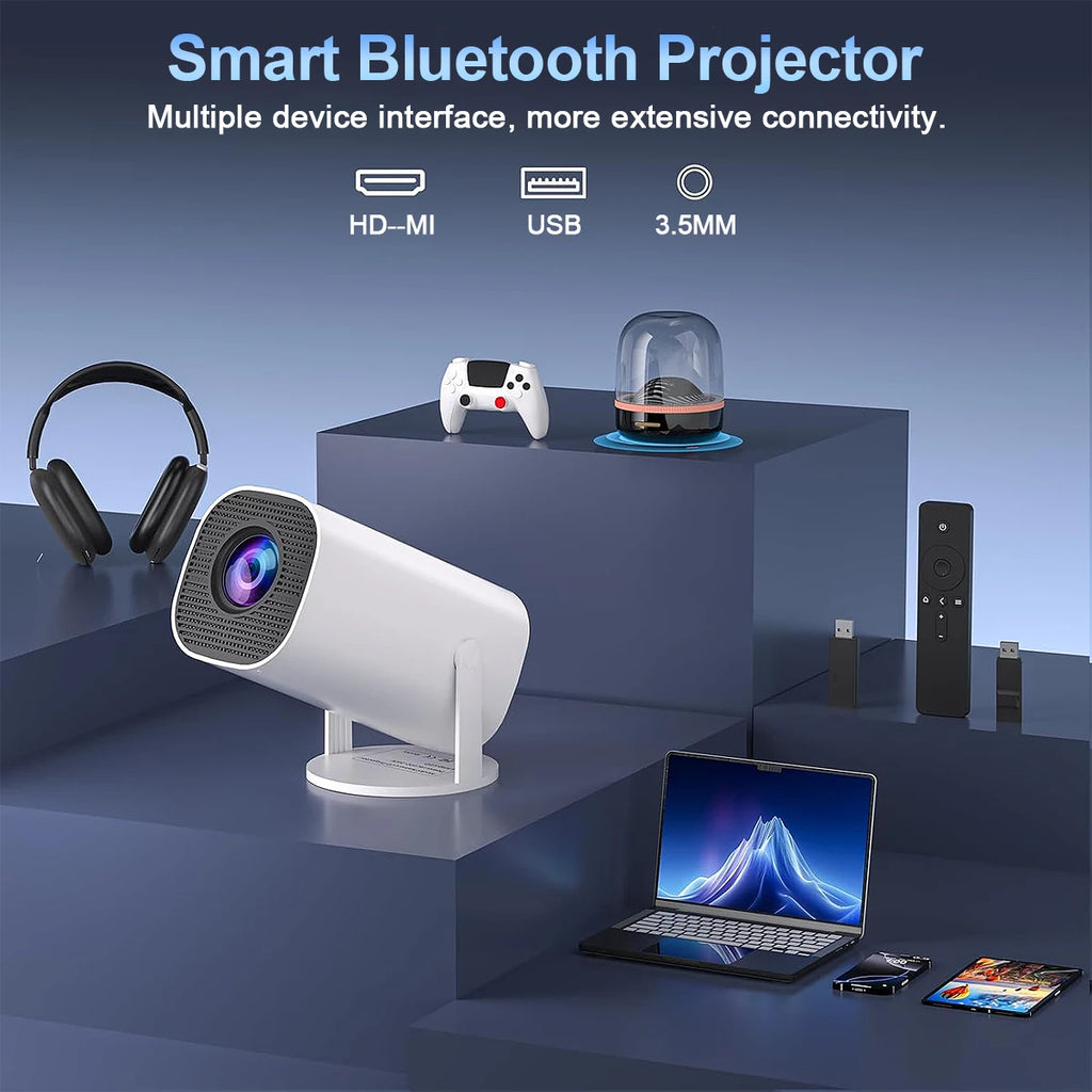 Mini Proyector 4K – WiFi, Bluetooth, Android, Portátil para Cine en Casa, Negocios y Gaming