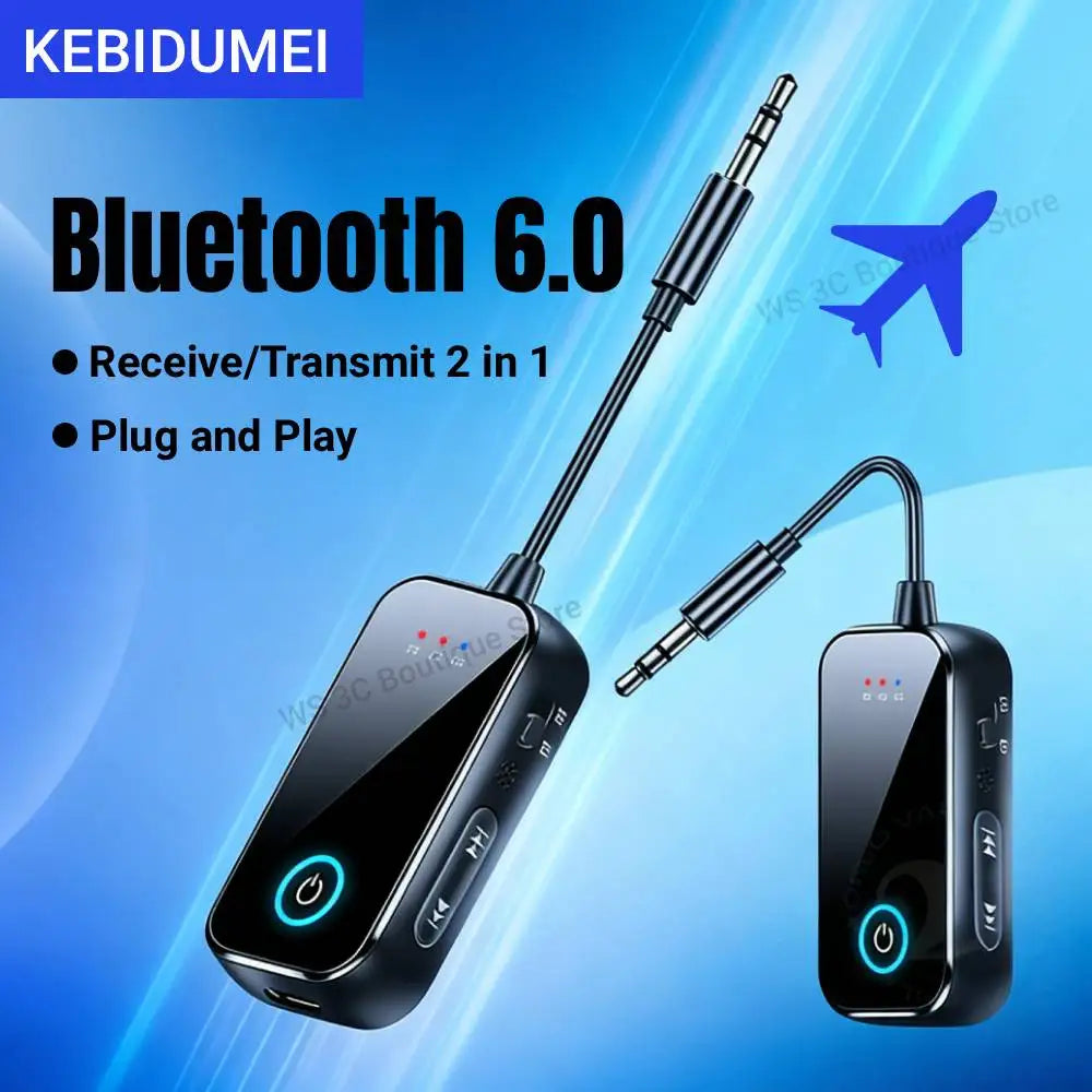 Adaptador Bluetooth 6.0 AUX 2 en 1 Transmisor y Receptor para Auto y TV