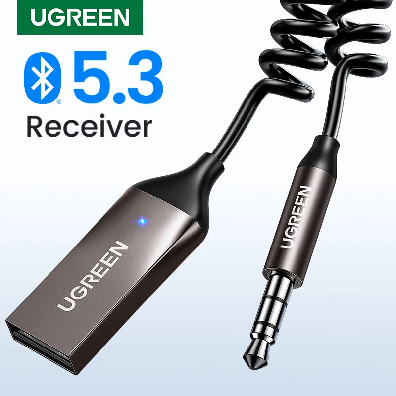 Receptor Bluetooth 5.3 para Auto AUX 3.5mm Manos Libres