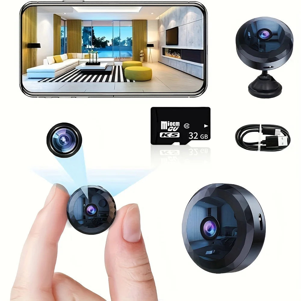Mini Cámara WiFi 1080P HD – Seguridad Inalámbrica con Visión Nocturna y Audio