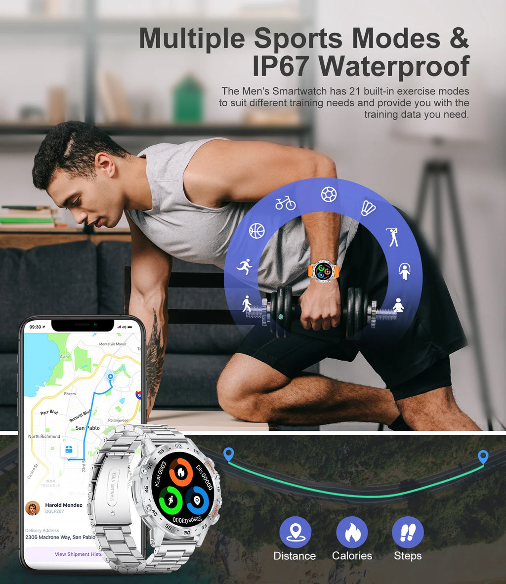 Smartwatch LIGE 1.39" – Llamadas Bluetooth, Monitor de Frecuencia Cardíaca y Fitness para iOS y Android