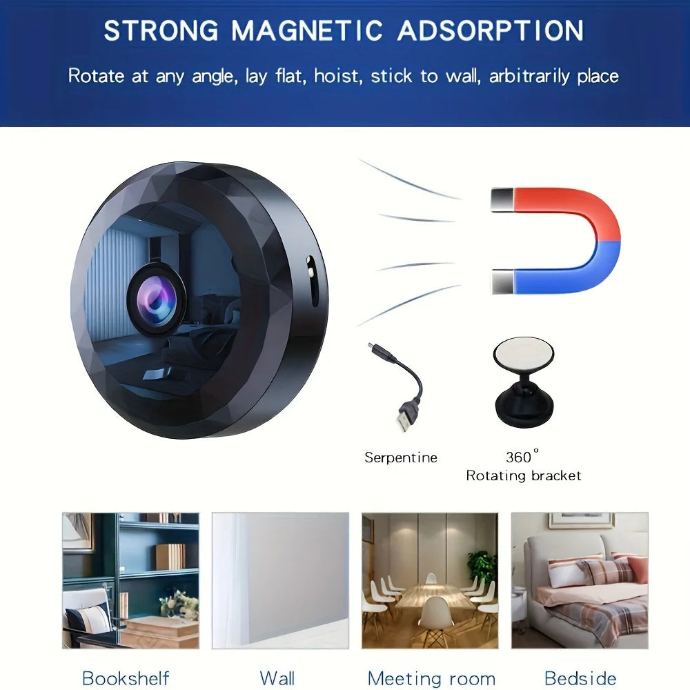 Mini Cámara WiFi 1080P HD – Seguridad Inalámbrica con Visión Nocturna y Audio