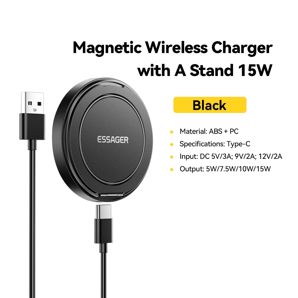 Cargador Inalámbrico Essager con Soporte 15W — Para iPhone y AirPods