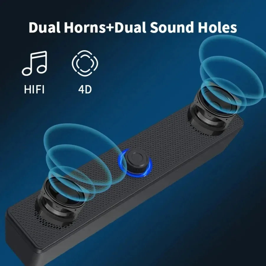 Soundbar Bluetooth y USB para TV, PC y Gaming con Sonido Envolvente