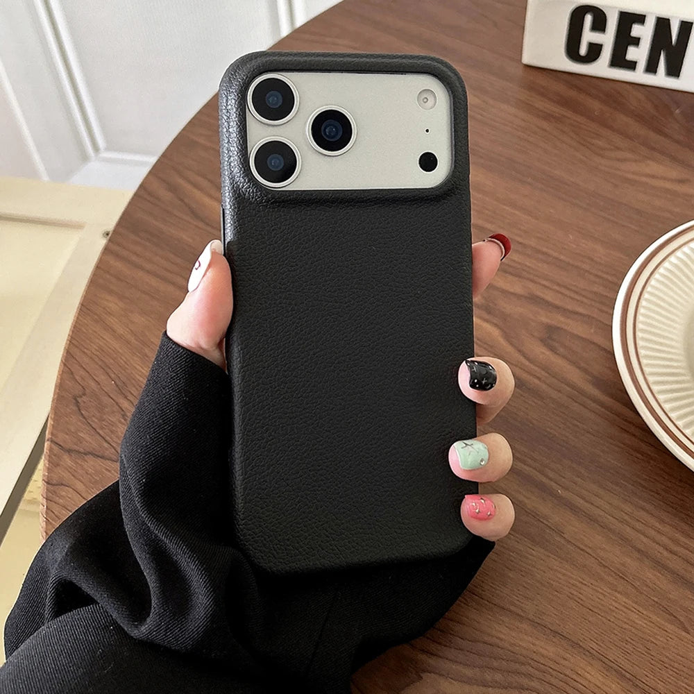 Funda de Cuero con Textura para iPhone — Protección TPU Suave