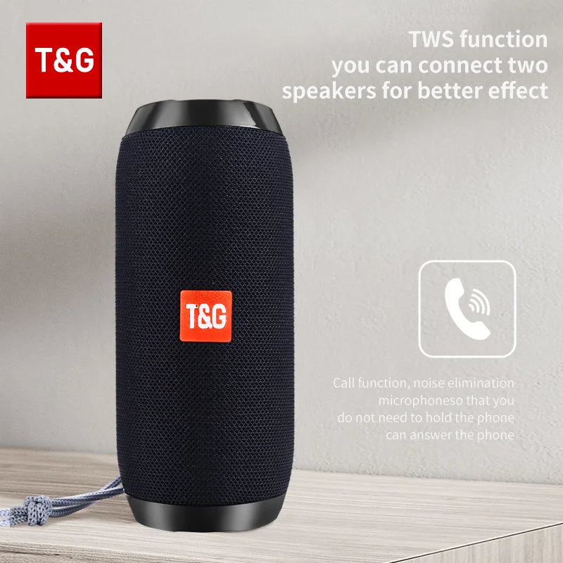Bocina Bluetooth Portátil T&G TG117 con Radio FM y Ranura TF