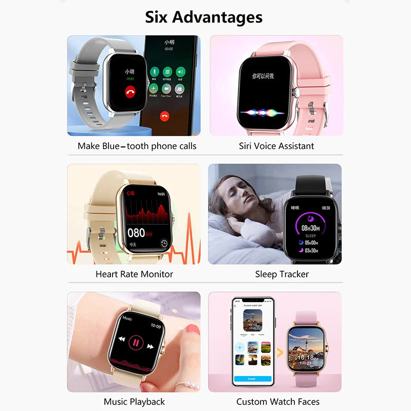 Smartwatch Deportivo 2026 – Monitor de Salud, Llamadas BT, Resistente al Agua para iOS y Android