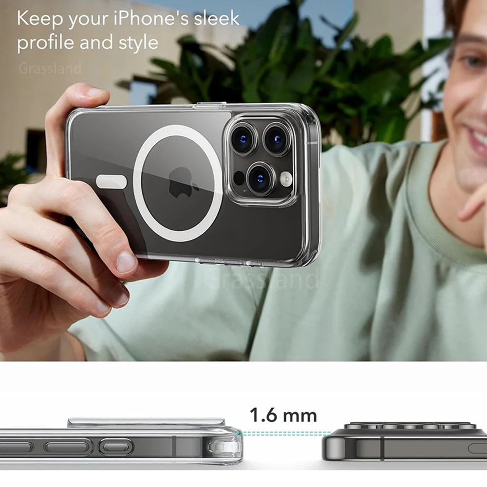 Funda Transparente MagSafe para iPhone — Carga Inalámbrica y Protección