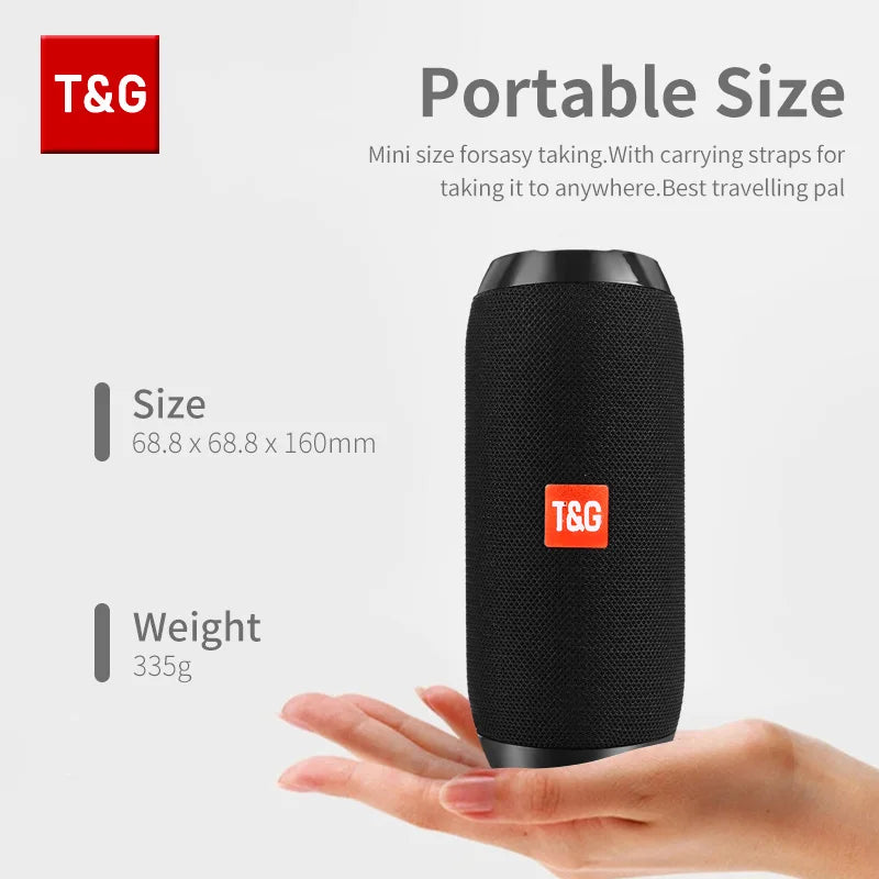 Bocina Bluetooth Portátil T&G TG117 con Radio FM y Ranura TF