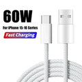 Cable USB-C 60W Carga Rápida para iPhone 15, 16 y 17 — Trenzado Nylon