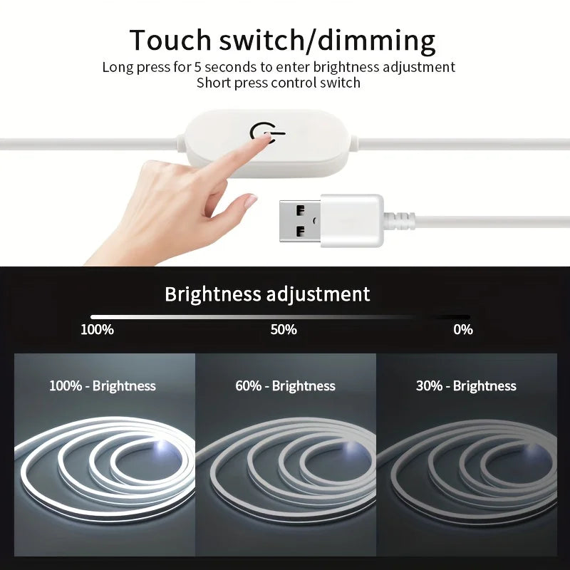 Tira LED Neón Inteligente – Sensor Táctil, Regulable, Impermeable para Decoración de Interiores
