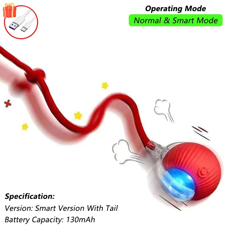Pelota Interactiva para Gatos – Rodante Automática con Cola, Recargable, Juguete Inteligente