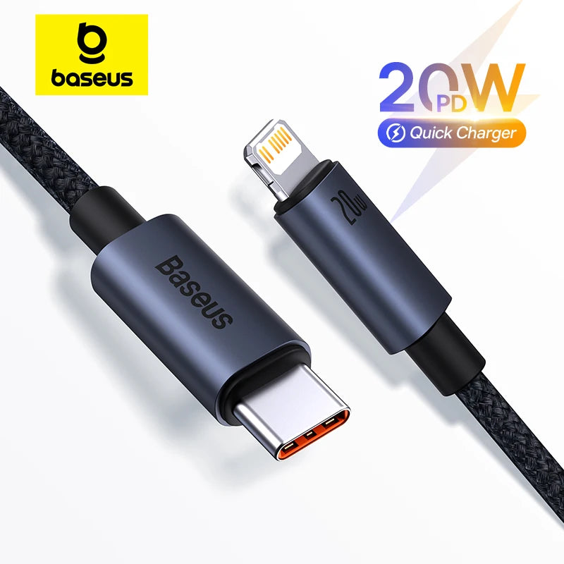 Cable Baseus USB Carga Rápida para iPhone — Type-C y Lightning