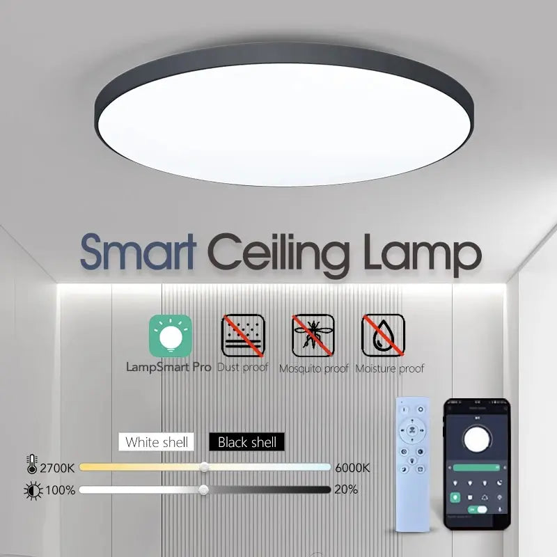 Lámpara de Techo LED Inteligente 36W/50W – Regulable con App y Control Remoto para Sala y Recamara