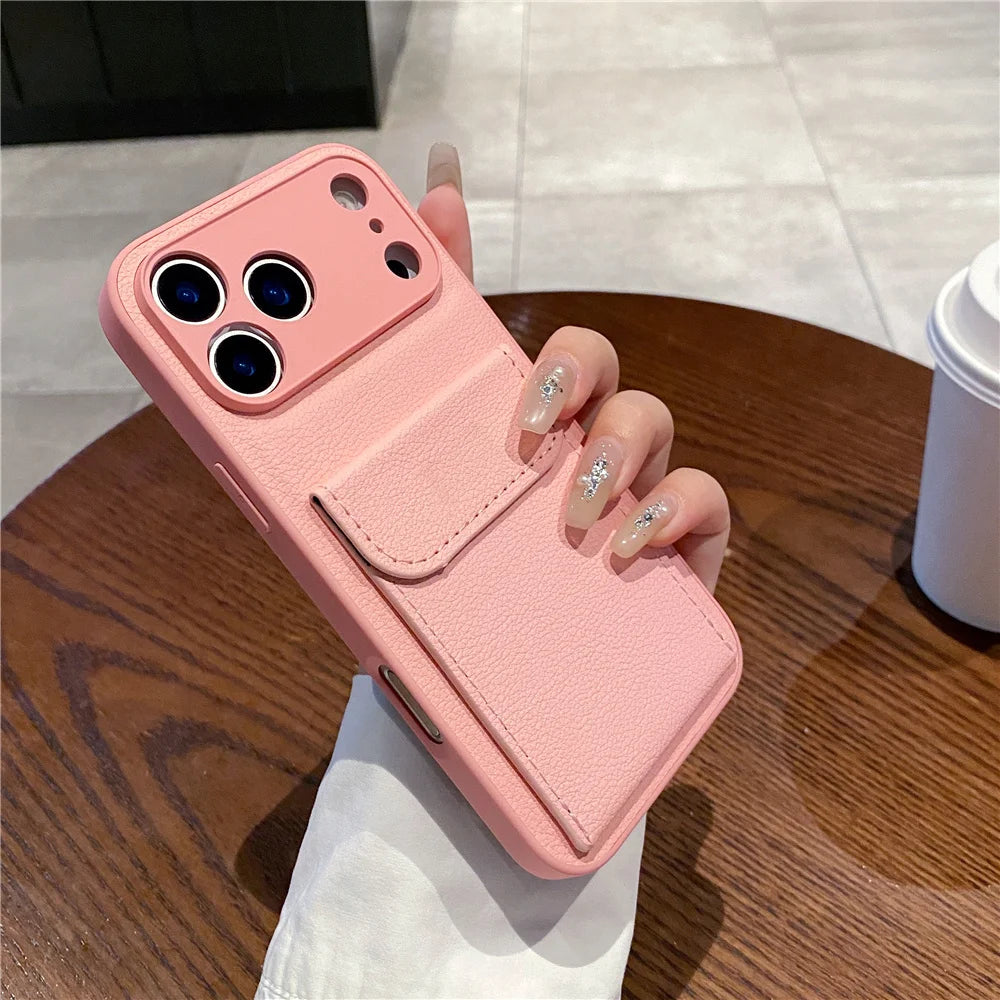Funda Cartera con Porta Tarjetas para iPhone — Cuero Tipo Lujo