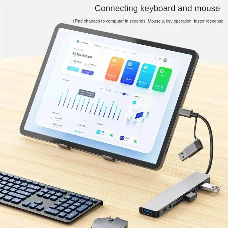 Hub USB 8 en 2 con Lector de Tarjetas SD/TF — Docking Station